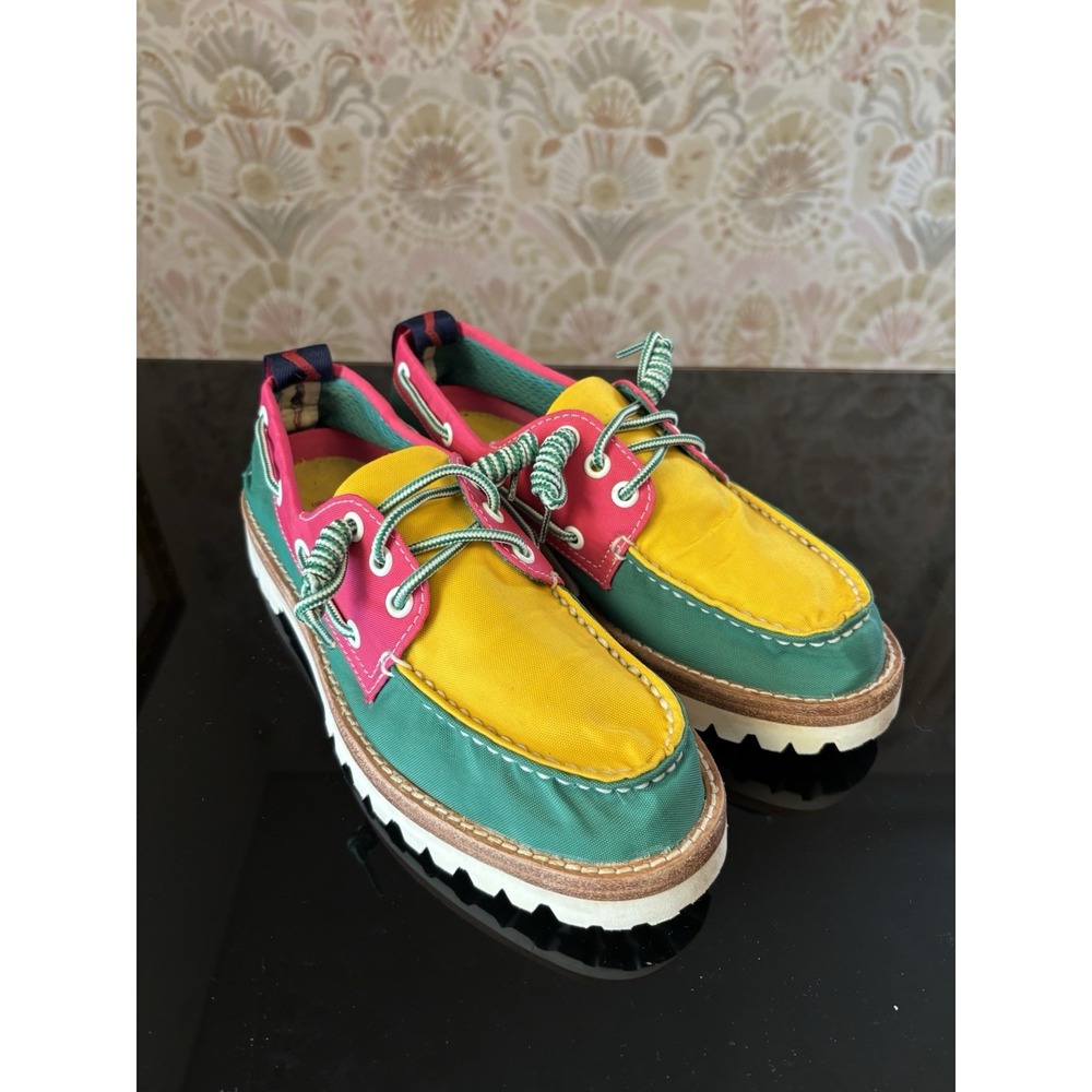 Sperry X Rowing Blazers Mens Canvas Colorblock Boat Shoes Green 6.5 Preppy